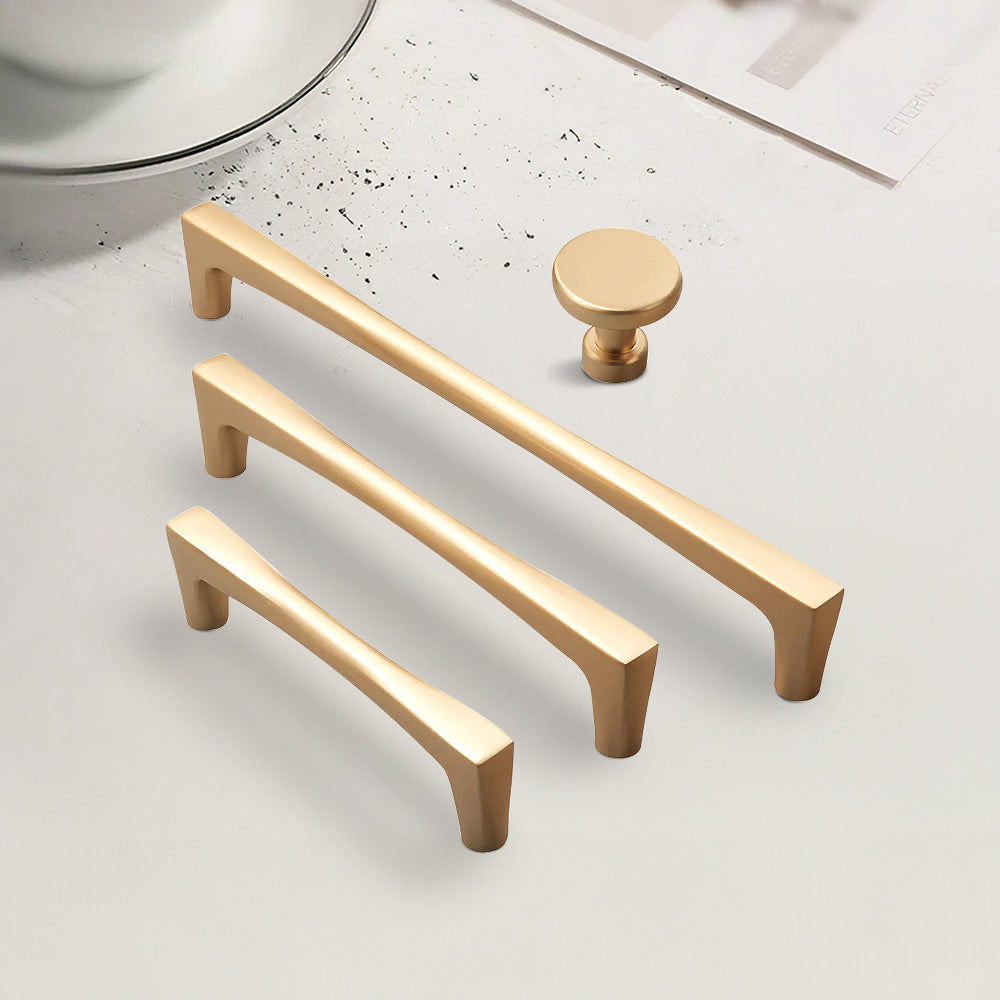 Comforsyco Gold Arched Cabinet Handles and Round Knobs