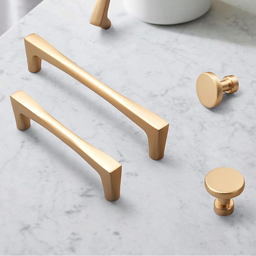 Comforsyco Gold Arched Cabinet Handles and Round Knobs