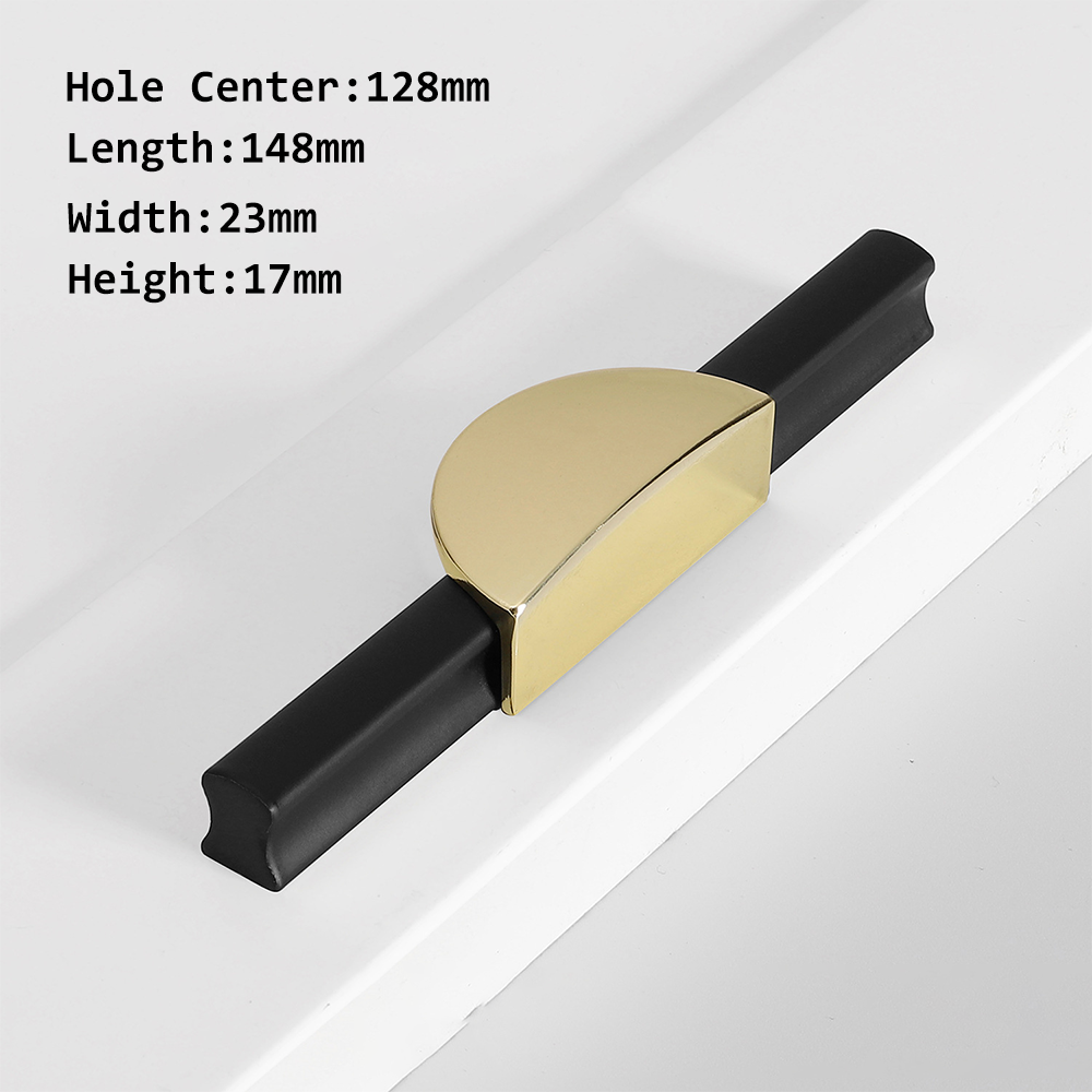 Comforsyco Gold / Black Half Moon Cabinet Pulls and Drawer Handles