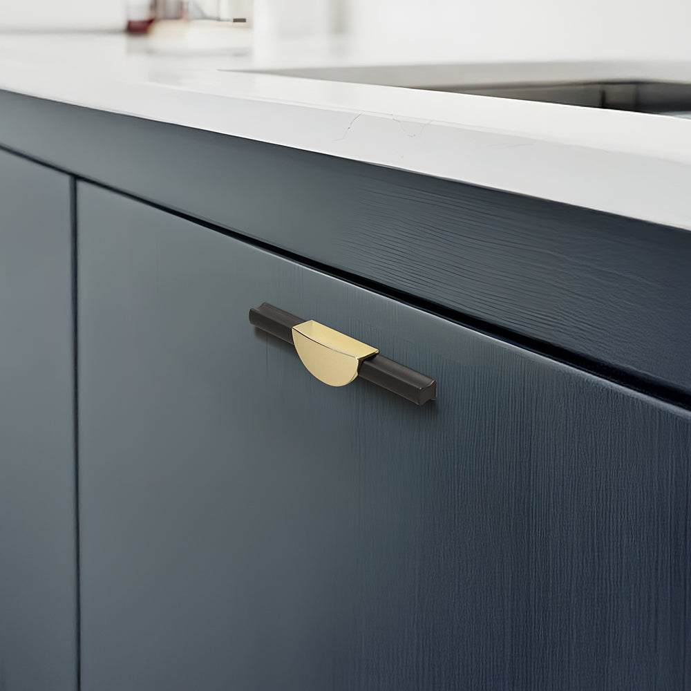 Comforsyco Gold / Black Half Moon Cabinet Pulls and Drawer Handles