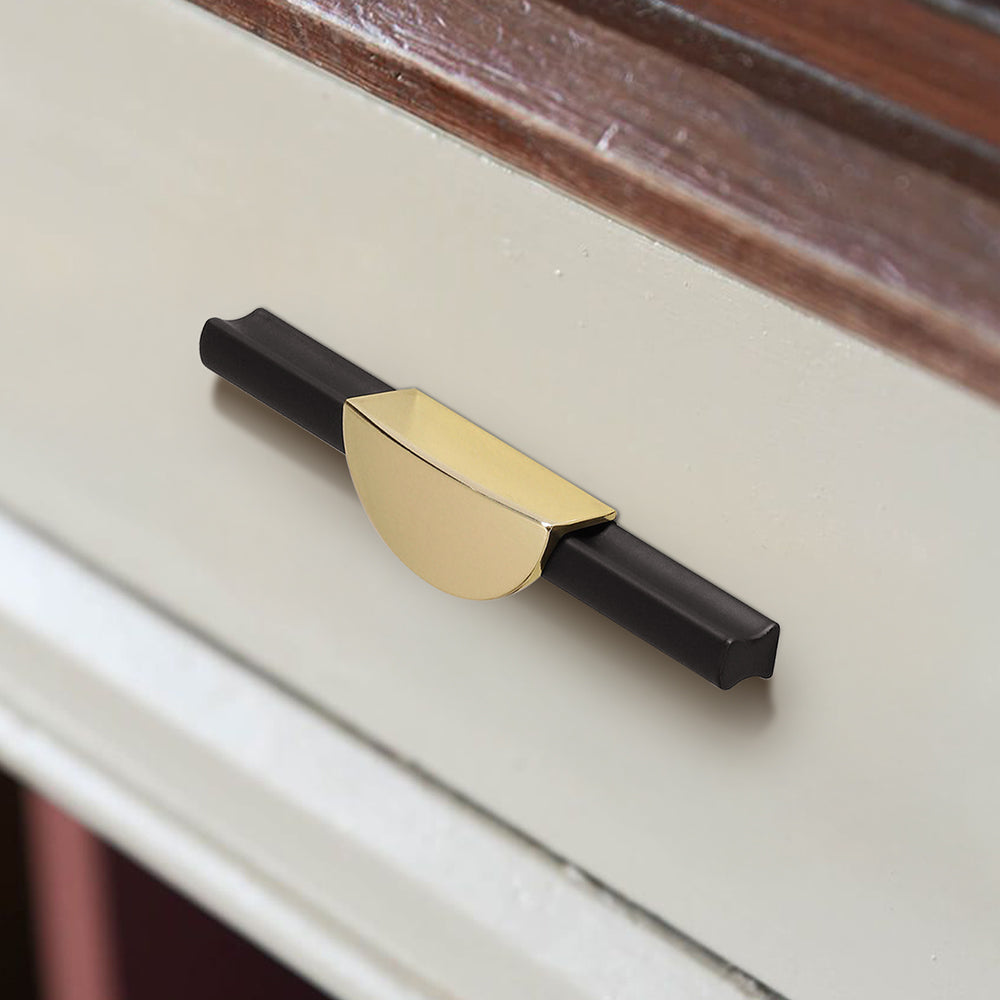 Comforsyco Gold / Black Half Moon Cabinet Pulls and Drawer Handles
