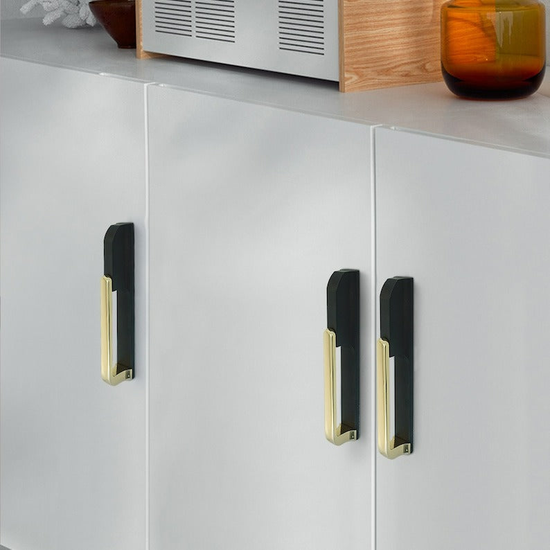 Comforsyco Gold Black Hollow Wardrobe Pulls