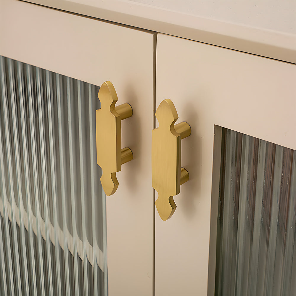 Comforsyco Gold Brass Cabinet Handles with Notched Flat Bar