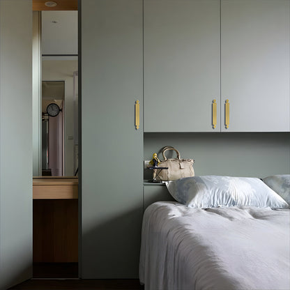 Comforsyco Gold Brass Cabinet Handles with Notched Flat Bar