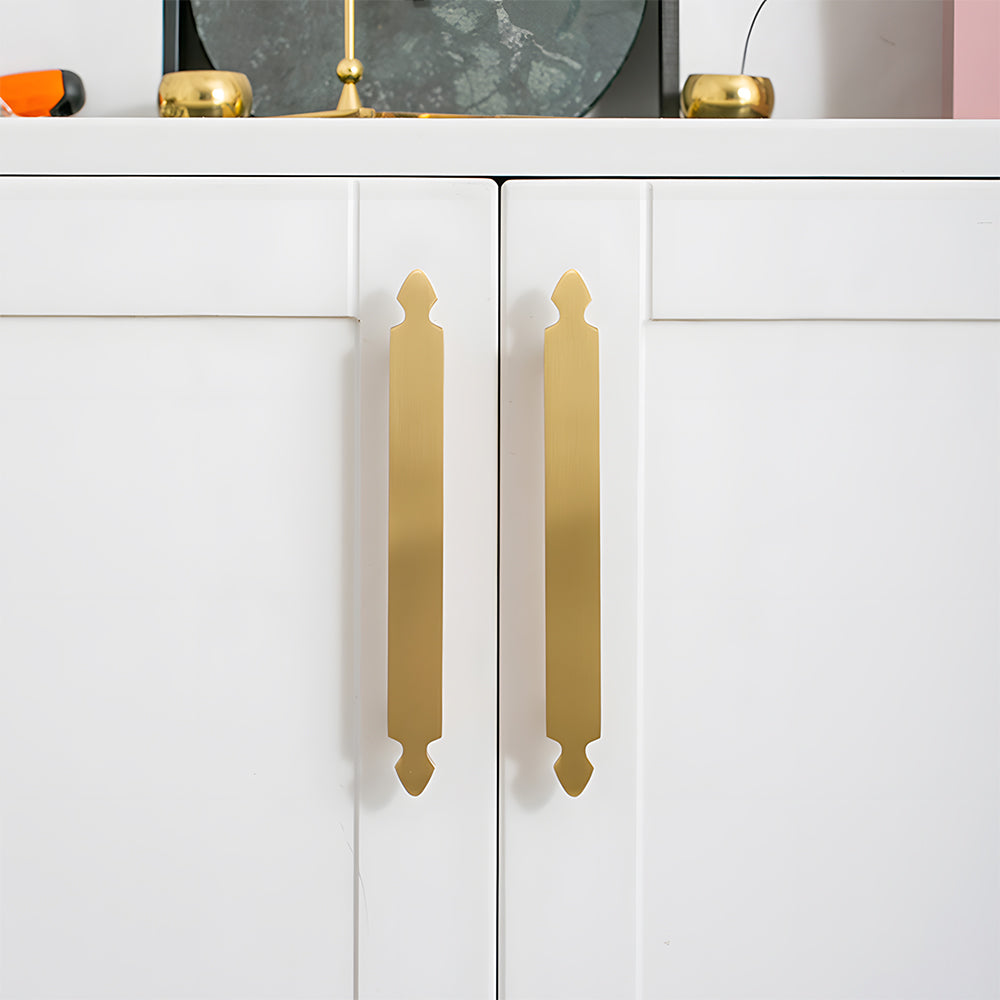 Comforsyco Gold Brass Cabinet Handles with Notched Flat Bar