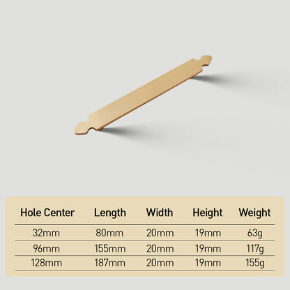 Comforsyco Gold Brass Cabinet Handles with Notched Flat Bar
