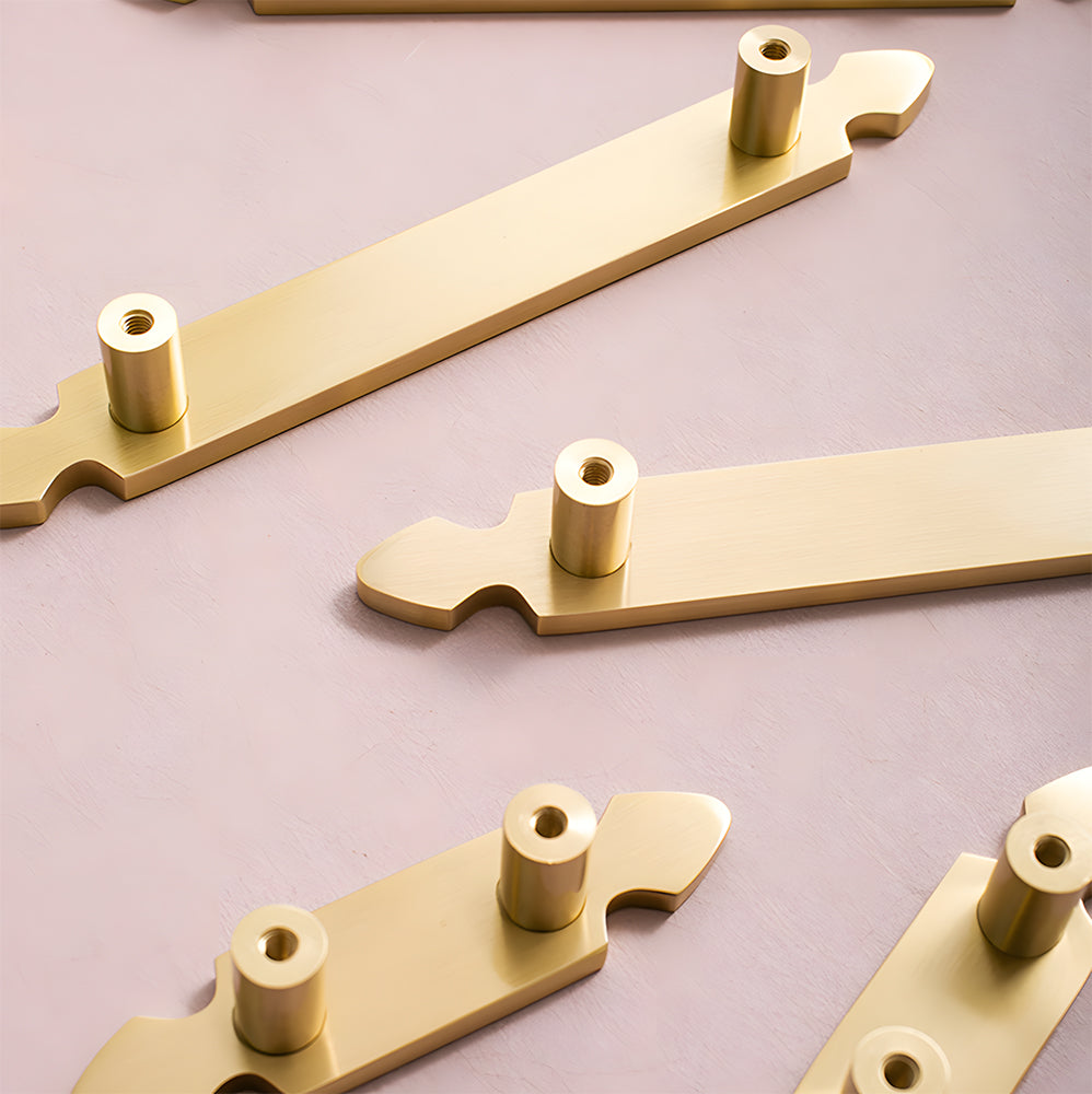 Comforsyco Gold Brass Cabinet Handles with Notched Flat Bar