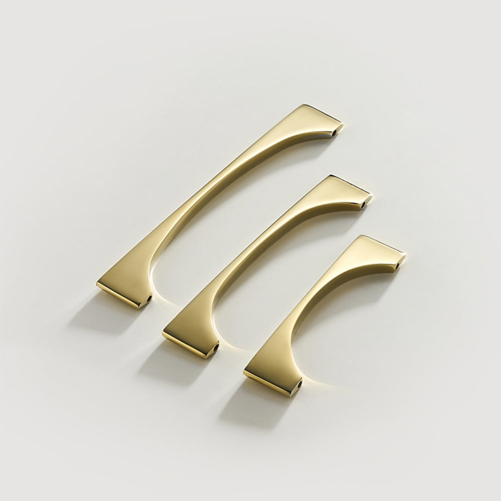 Comforsyco Gold Brass Curved Cabinet Pulls and Drawer Handles