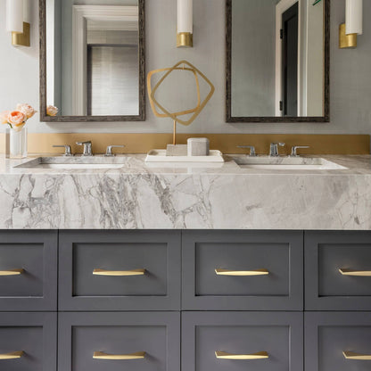 Comforsyco Gold Brass Curved Cabinet Pulls and Drawer Handles
