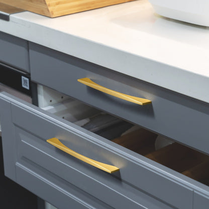 Comforsyco Gold Brass Curved Cabinet Pulls and Drawer Handles