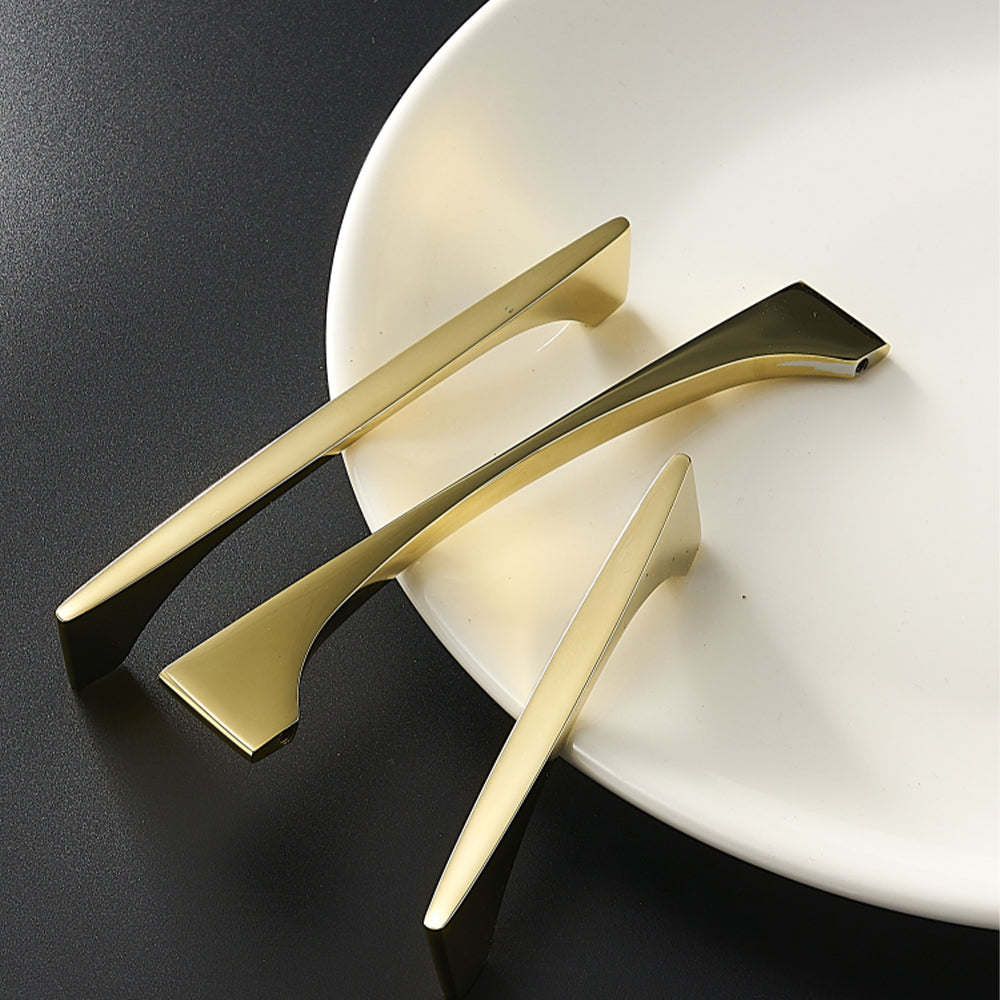 Comforsyco Gold Brass Curved Cabinet Pulls and Drawer Handles