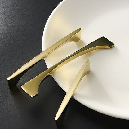 Comforsyco Gold Brass Curved Cabinet Pulls and Drawer Handles