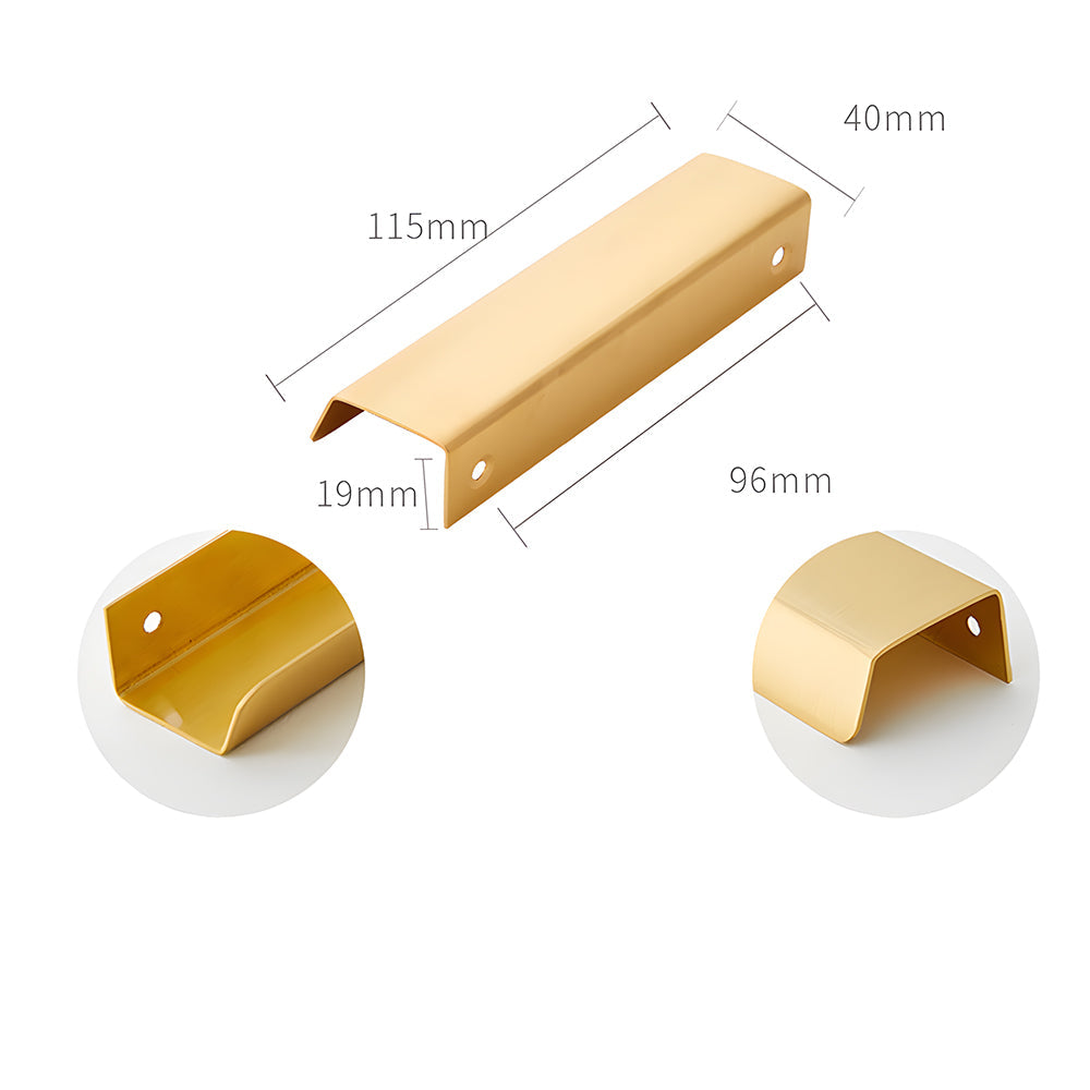 Comforsyco Gold Brass Embedded Edge Pulls for Cabinets and Drawers