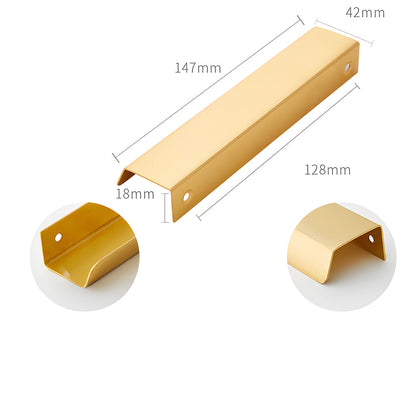 Comforsyco Gold Brass Embedded Edge Pulls for Cabinets and Drawers