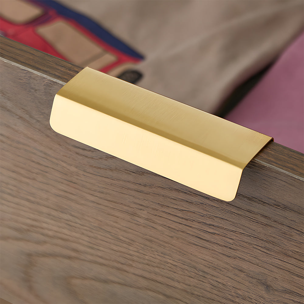 Comforsyco Gold Brass Embedded Edge Pulls for Cabinets and Drawers