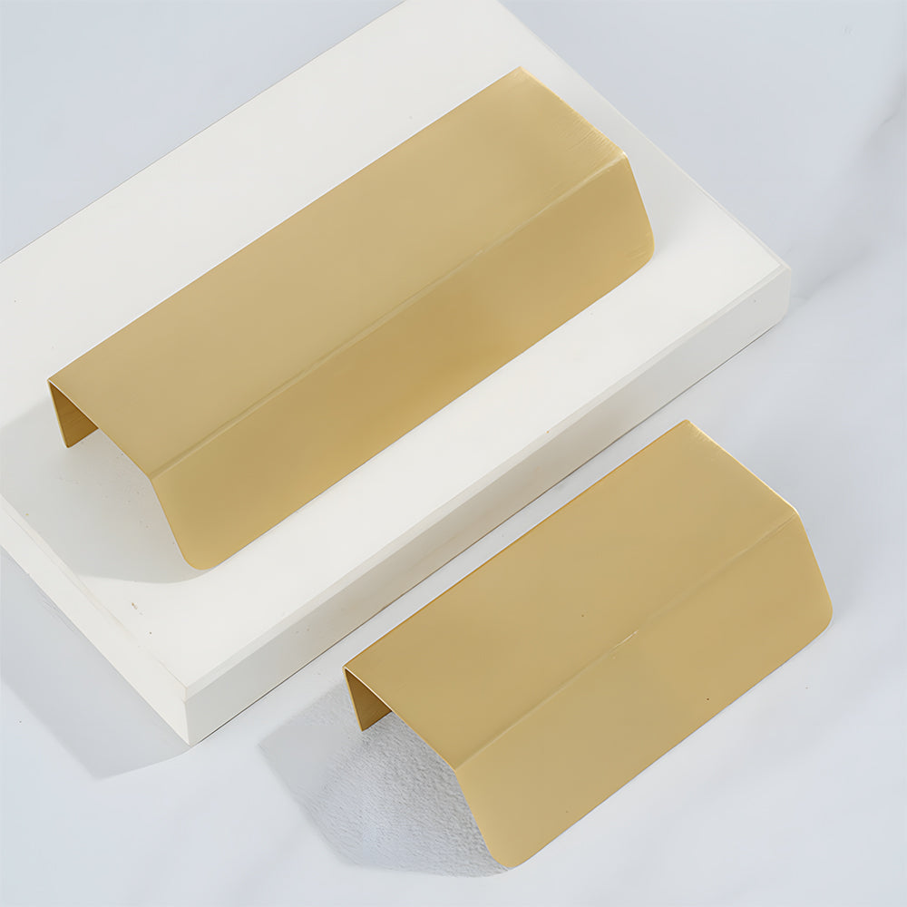 Comforsyco Gold Brass Embedded Edge Pulls for Cabinets and Drawers