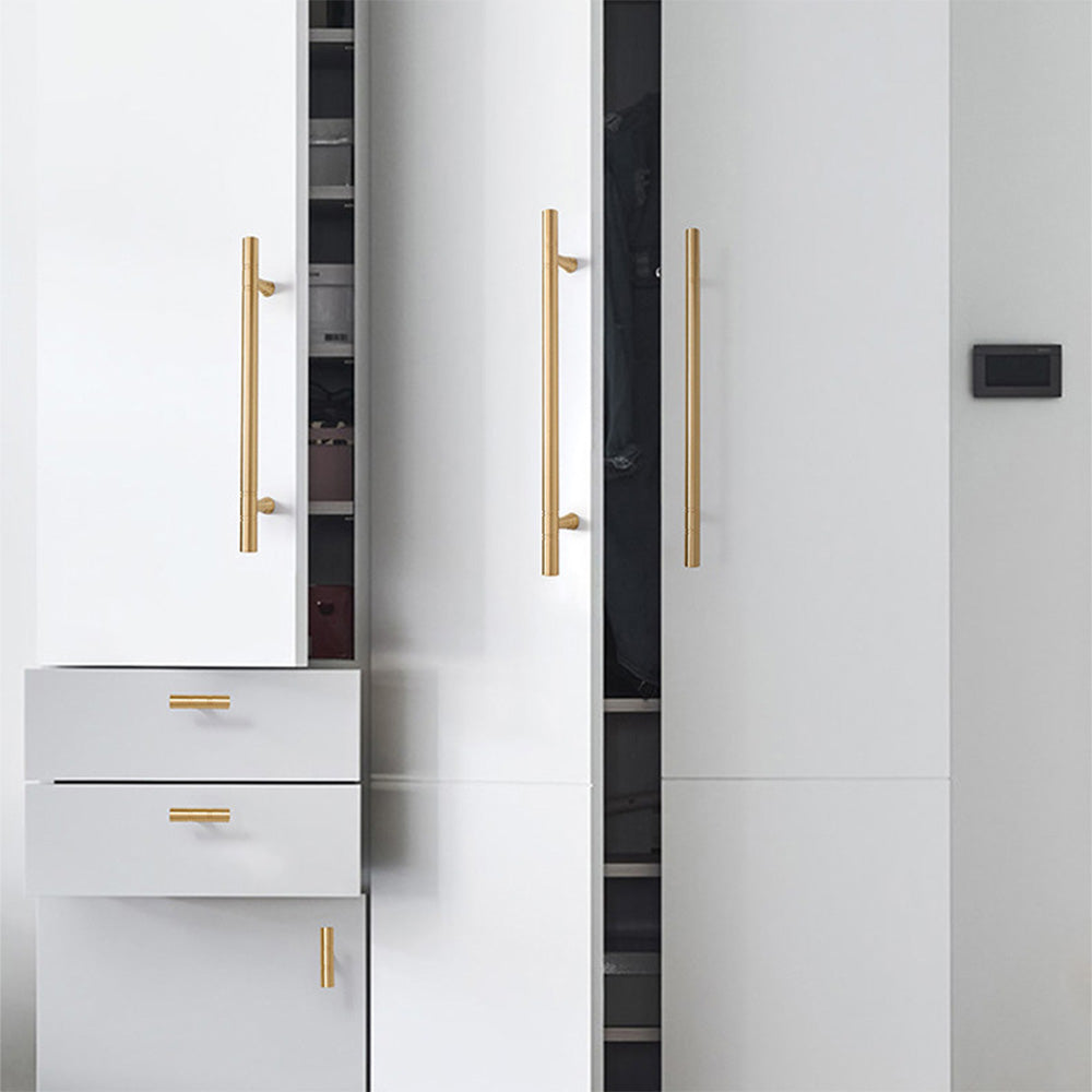Comforsyco Gold Brass Round Bar Cabinet Handles and T-Bar Knobs