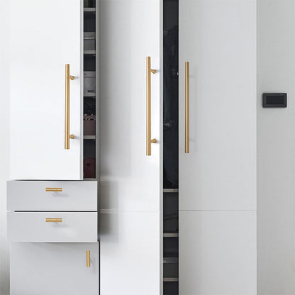Comforsyco Gold Brass Round Bar Cabinet Handles and T-Bar Knobs