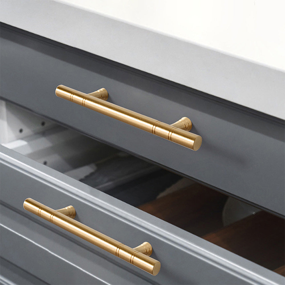 Comforsyco Gold Brass Round Bar Cabinet Handles and T-Bar Knobs