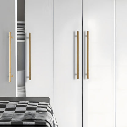 Comforsyco Gold Brass Round Bar Cabinet Handles and T-Bar Knobs