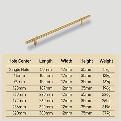 Comforsyco Gold Brass Round Bar Cabinet Handles and T-Bar Knobs