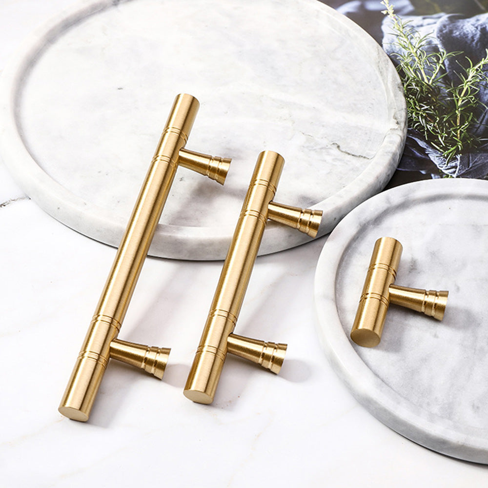 Comforsyco Gold Brass Round Bar Cabinet Handles and T-Bar Knobs