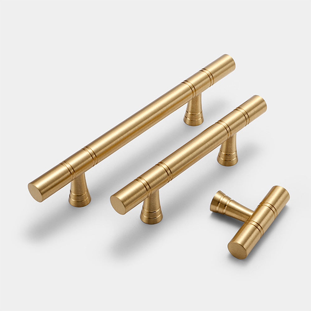 Comforsyco Gold Brass Round Bar Cabinet Handles and T-Bar Knobs