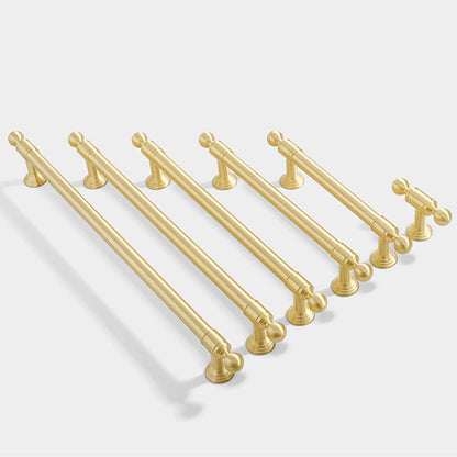 Comforsyco Gold Brass Round Bar Cabinet Handles with Ball Finials