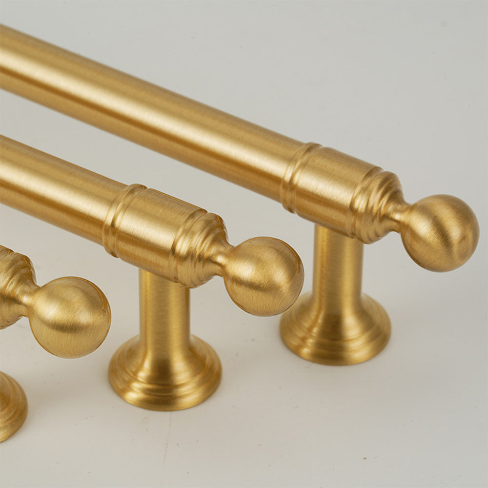 Comforsyco Gold Brass Round Bar Cabinet Handles with Ball Finials