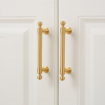Comforsyco Gold Brass Round Bar Cabinet Handles with Ball Finials