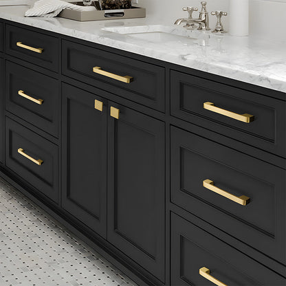 Comforsyco Gold Brass Square Bar Cabinet Pulls and Knobs