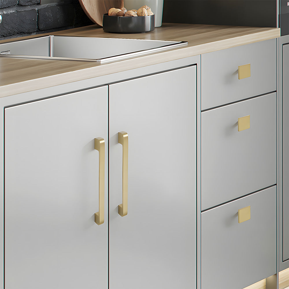 Comforsyco Gold Brass Square Bar Cabinet Pulls and Knobs