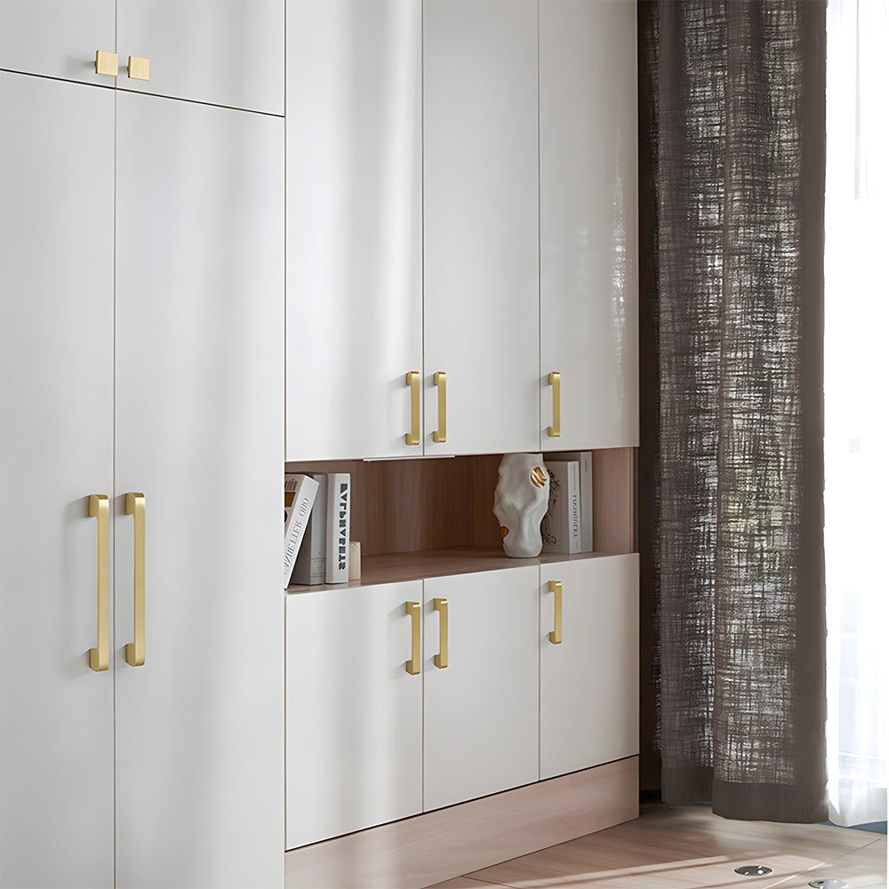 Comforsyco Gold Brass Square Bar Cabinet Pulls and Knobs