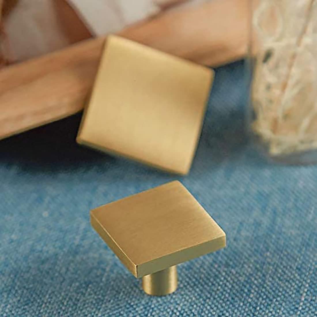 Comforsyco Gold Brass Square Bar Cabinet Pulls and Knobs
