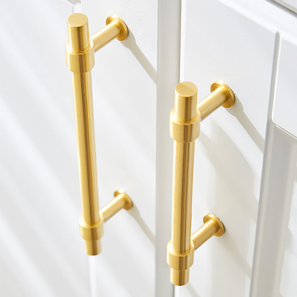 Comforsyco Gold Brass T-Bar Cabinet Handles and Matching Knobs