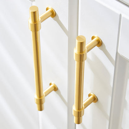 Comforsyco Gold Brass T-Bar Cabinet Handles and Matching Knobs