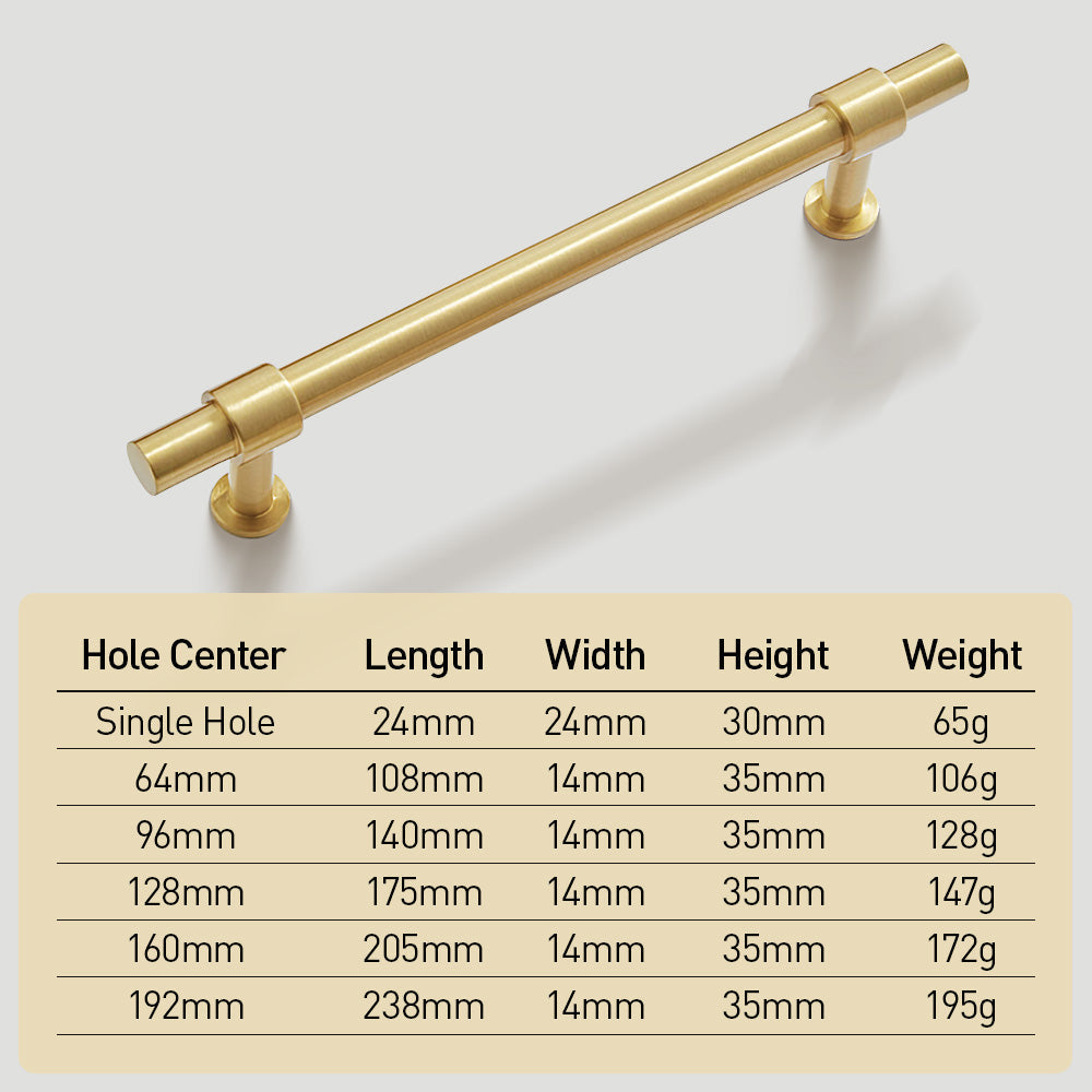 Comforsyco Gold Brass T-Bar Cabinet Handles and Matching Knobs