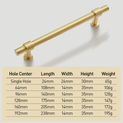 Comforsyco Gold Brass T-Bar Cabinet Handles and Matching Knobs