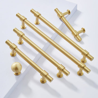 Comforsyco Gold Brass T-Bar Cabinet Handles and Matching Knobs