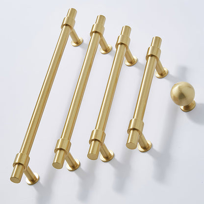 Comforsyco Gold Brass T-Bar Cabinet Handles and Matching Knobs