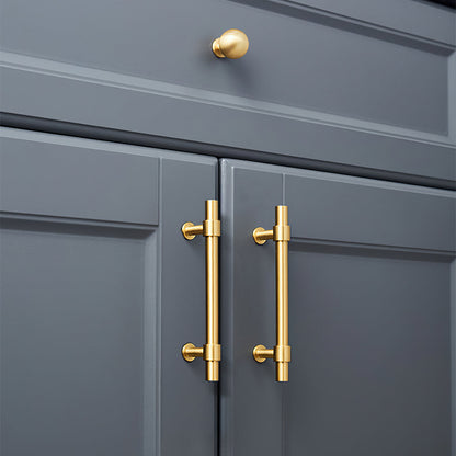 Comforsyco Gold Brass T-Bar Cabinet Handles and Matching Knobs
