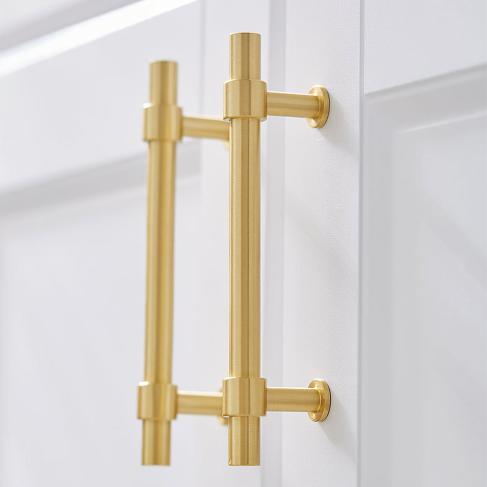 Comforsyco Gold Brass T-Bar Cabinet Handles and Matching Knobs