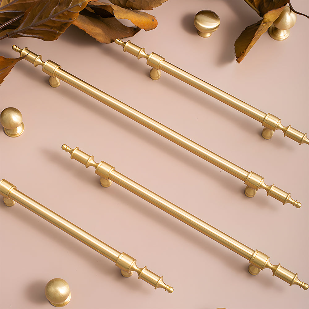 Comforsyco Gold Brass Turned Bar Cabinet Pulls and Knobs