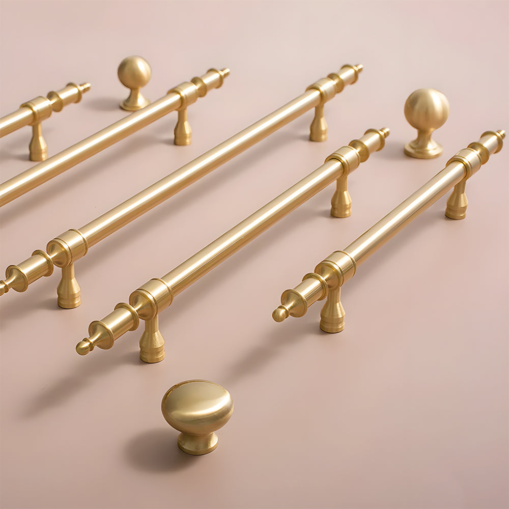 Comforsyco Gold Brass Turned Bar Cabinet Pulls and Knobs