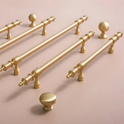 Comforsyco Gold Brass Turned Bar Cabinet Pulls and Knobs