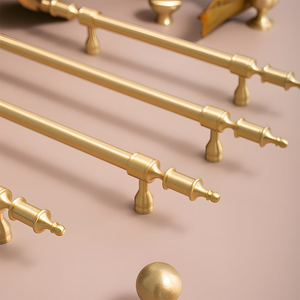 Comforsyco Gold Brass Turned Bar Cabinet Pulls and Knobs