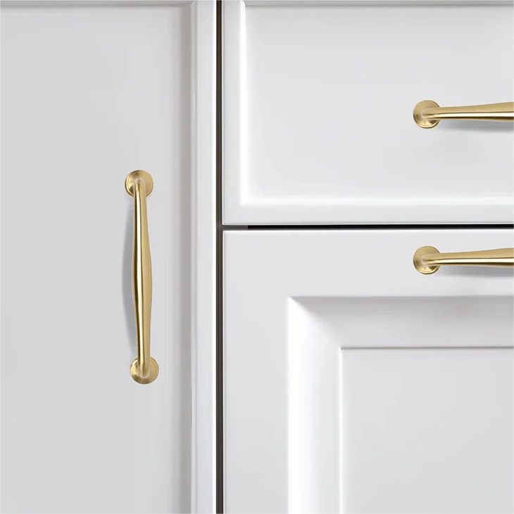 Comforsyco Gold Curved Brass Cabinet Pulls and Knobs for Wardrobes