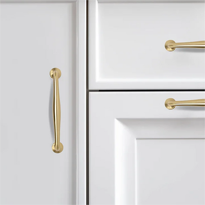 Comforsyco Gold Curved Brass Cabinet Pulls and Knobs for Wardrobes
