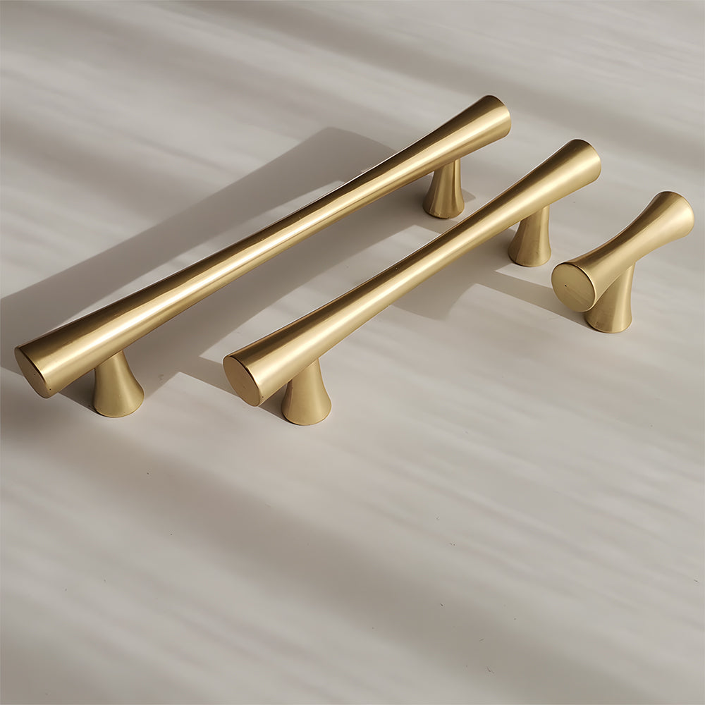 Comforsyco Gold Curved Cabinet Handles, Zinc Alloy T-Bar Pulls