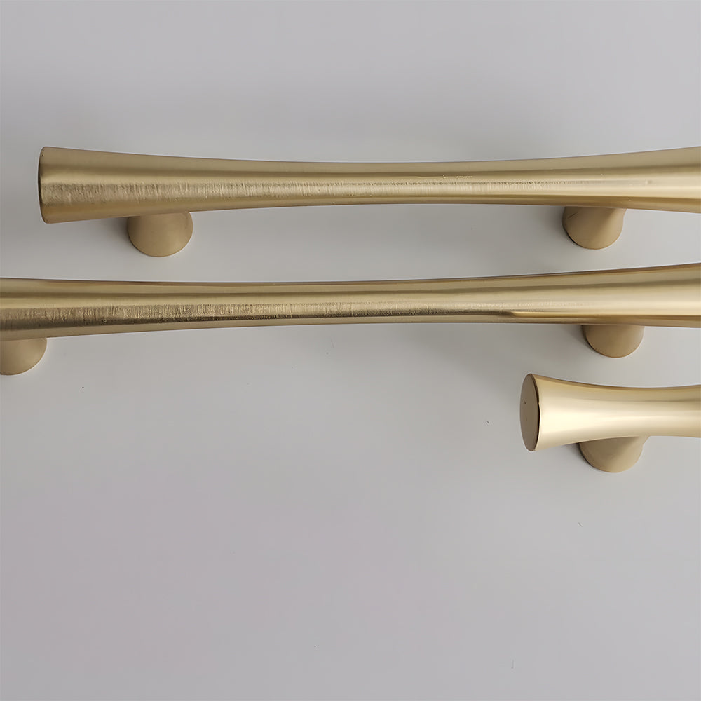 Comforsyco Gold Curved Cabinet Handles, Zinc Alloy T-Bar Pulls
